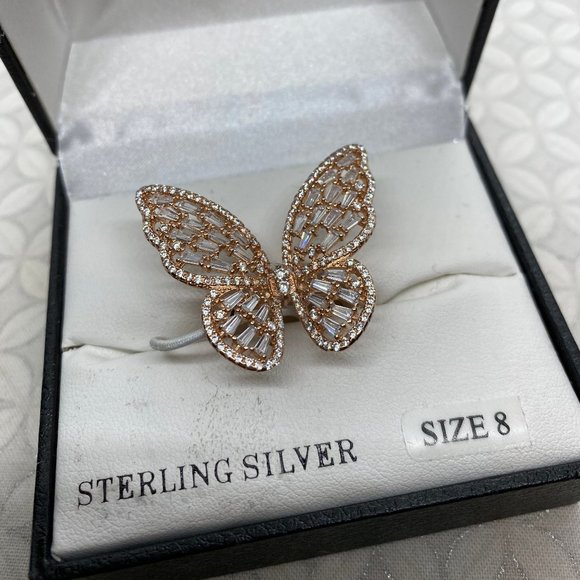 FZN Fuzion Creations Butterfly Ring Rose Gold 925 - Picture 1 of 9